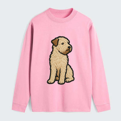 Soft Coated Wheaten Terrier - Light tan flowing coat embroidered pose - Classic Long Sleeve Shirt - Pink