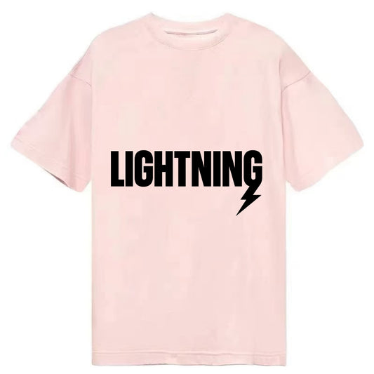 Bold typography design - "LIGHTNING" - fast, electric, striking - Classic T-shirt - Pink