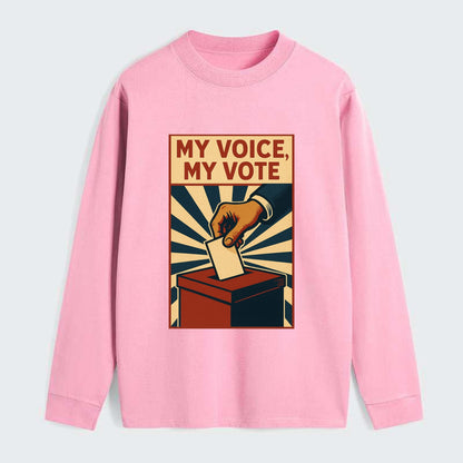 Hand dropping ballot into box with determination - "My Voice, My Vote" - Classic Long Sleeve Shirt - Pink