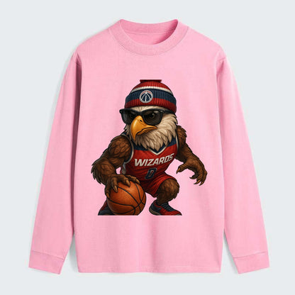 DC Eagle wearing Wizards red white and blue beanie with monument patch - Classic Long Sleeve Shirt - Pink