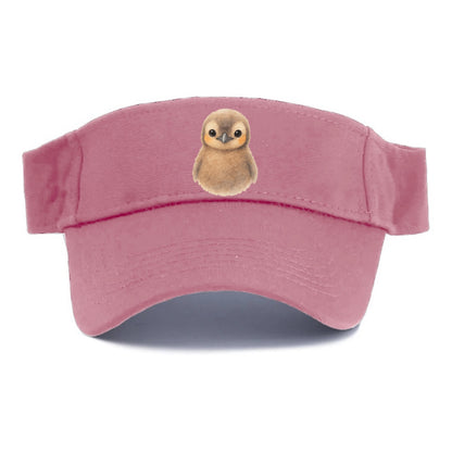 Baby King Penguin - orange cheek patches, fluffy brown, large eyes, front-facing, regal baby - Visor - Pink