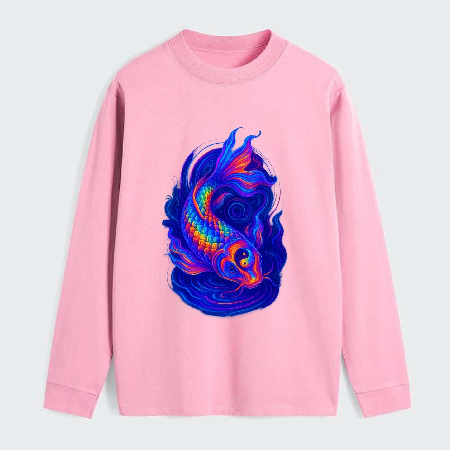 Sacred koi with scales reflecting rainbow prisms, yin-yang patterns in - Classic Long Sleeve Shirt - Pink