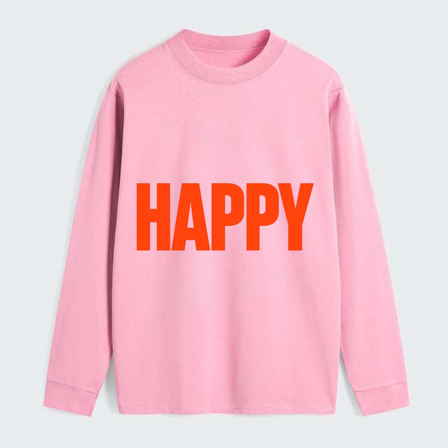 Bold typography design - "HAPPY" - joyful, content, pleased - Classic Long Sleeve Shirt - Pink