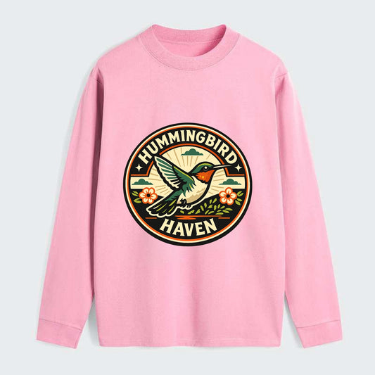 Hummingbird Sanctuary Emblem - Classic Long Sleeve Shirt - Pink