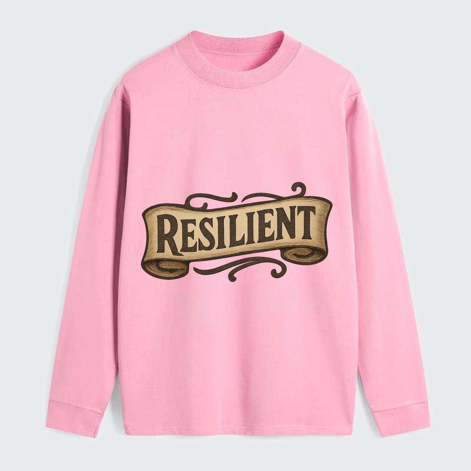 Bold typography design - "RESILIENT" - bouncing back, unbreakable spirit - Classic Long Sleeve Shirt - Pink