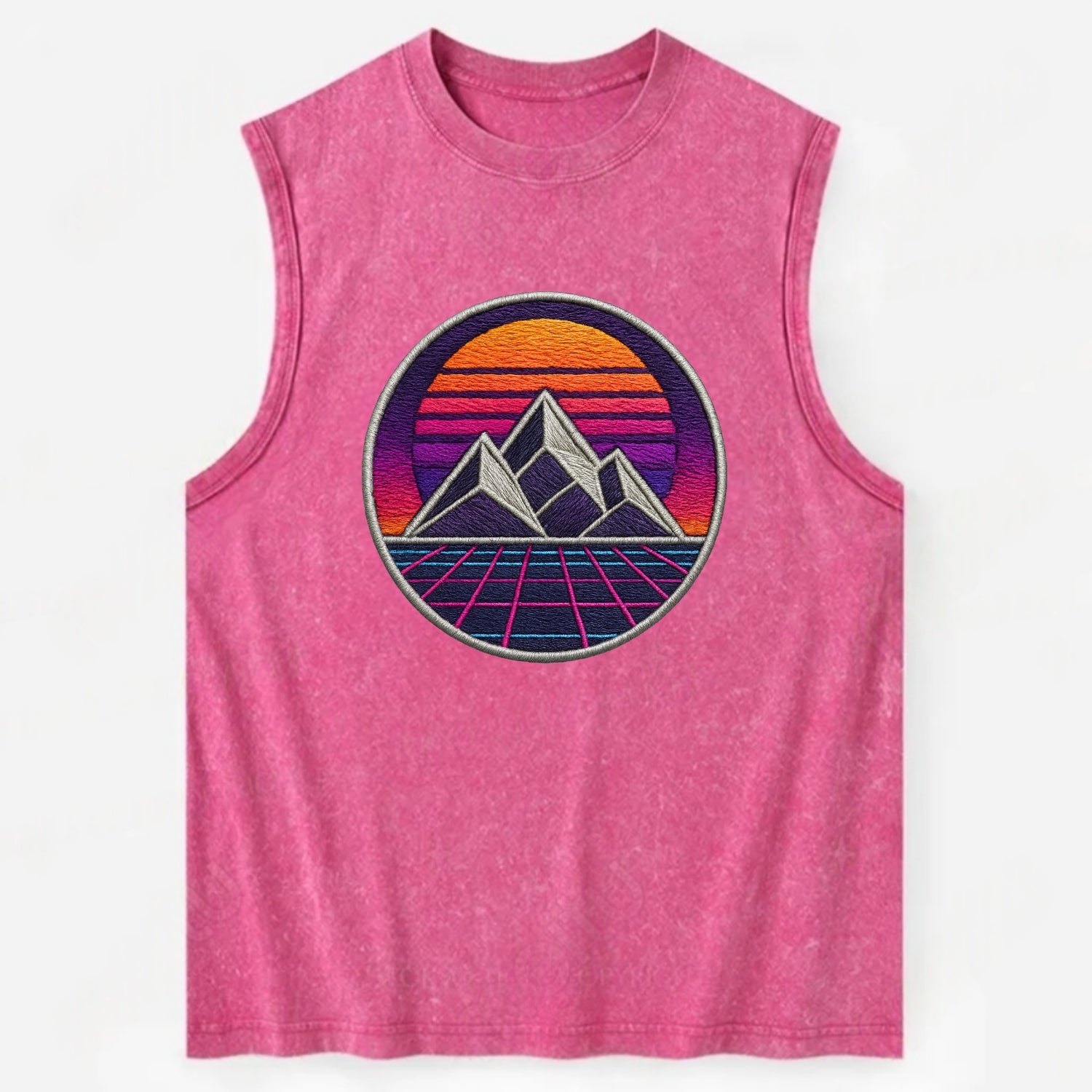 Retrowave Mountains - Vintage Washed Tank - Pink