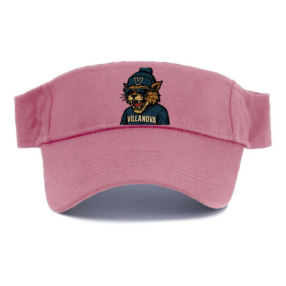 Villanova Wildcat wearing Villanova beanie with V patch - Visor - Pink