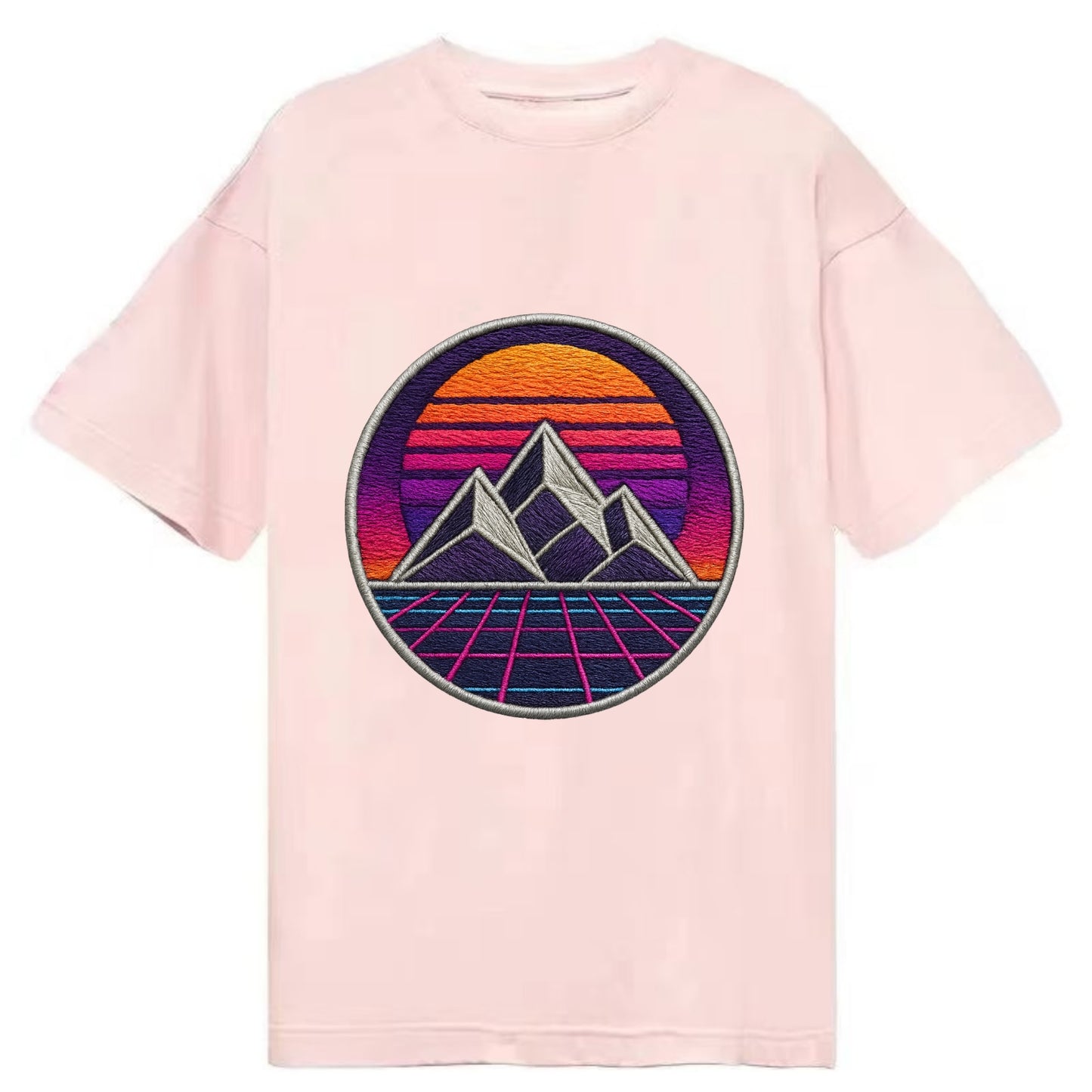 Retrowave Mountains - Classic T-shirt - Pink
