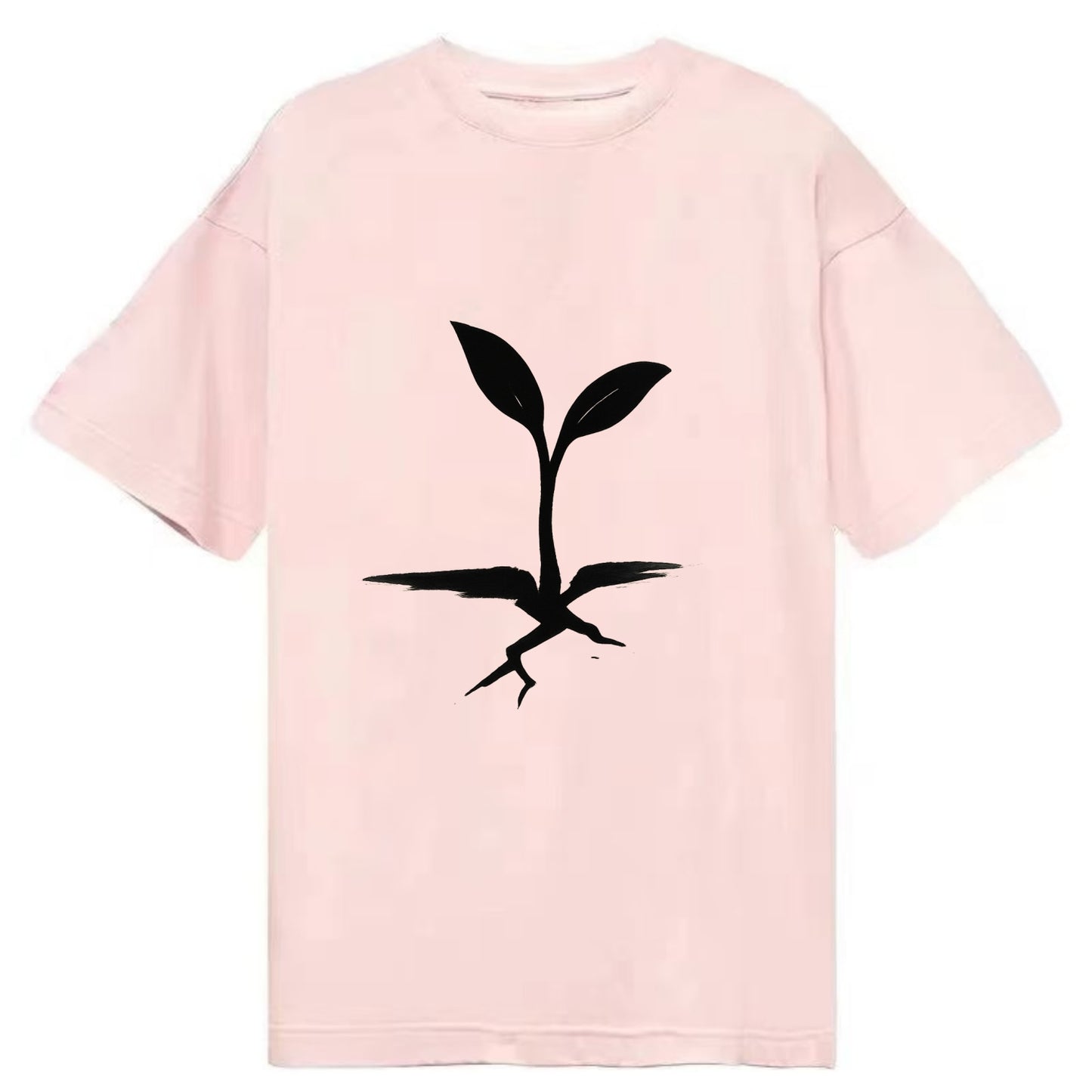 Seedling breaking through concrete - persistence ink brushstrokes - Classic T-shirt - Pink