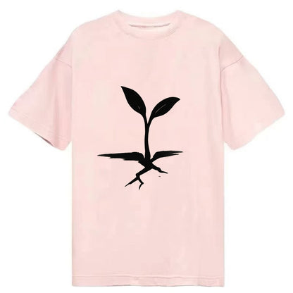 Seedling breaking through concrete - persistence ink brushstrokes - Classic T-shirt - Pink
