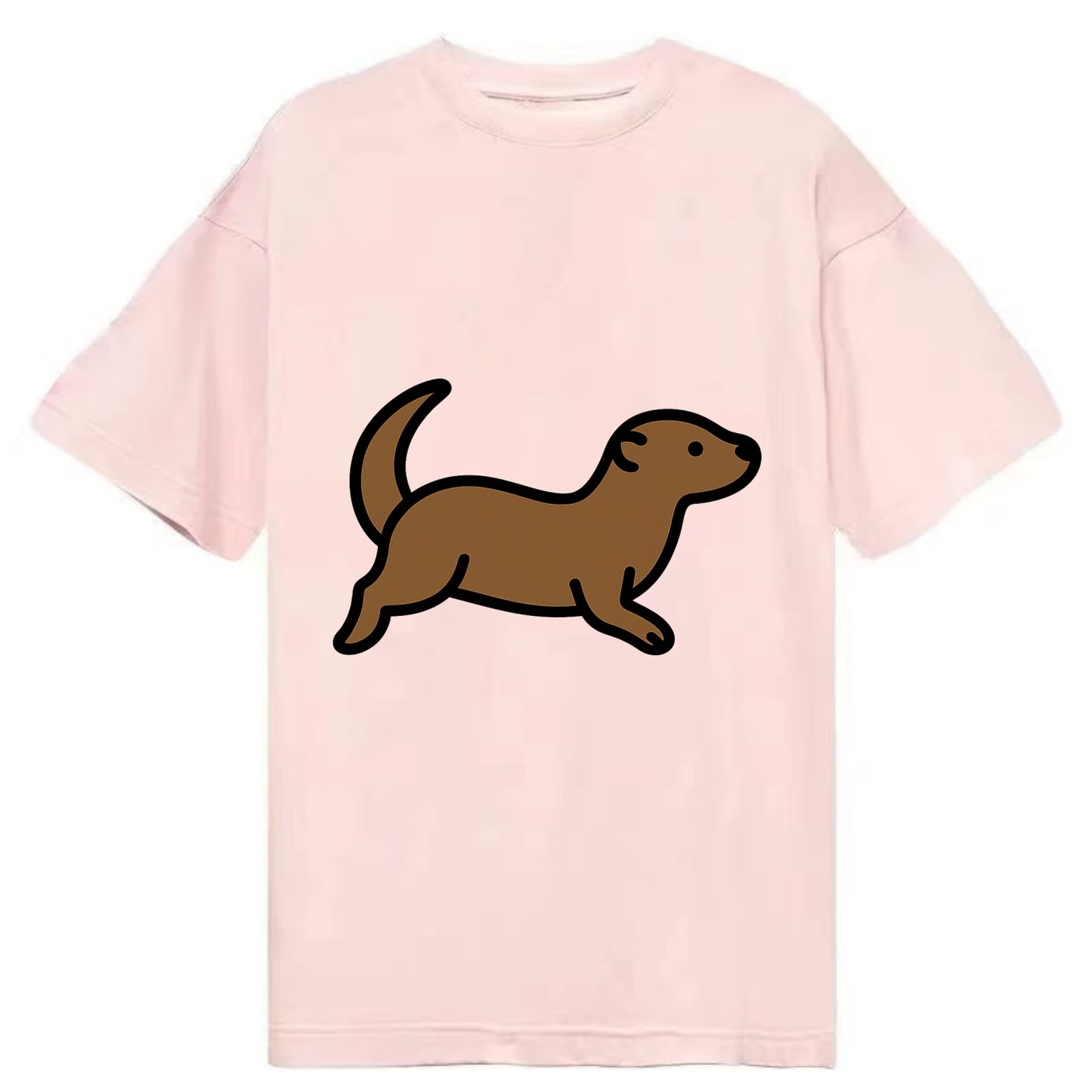 Otter - Brown sleek swimming pose flat side profile - Classic T-shirt - Pink