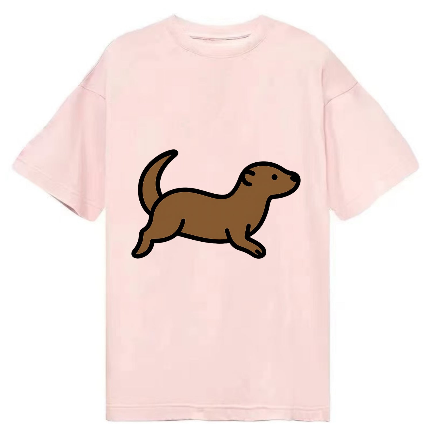 Otter - Brown sleek swimming pose flat side profile - Classic T-shirt - Pink