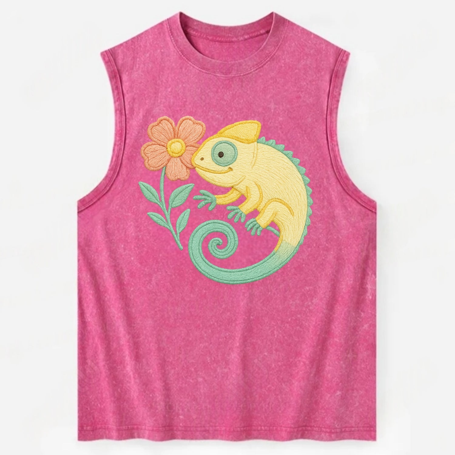 Yellow Chameleon - Vintage Washed Tank - Pink