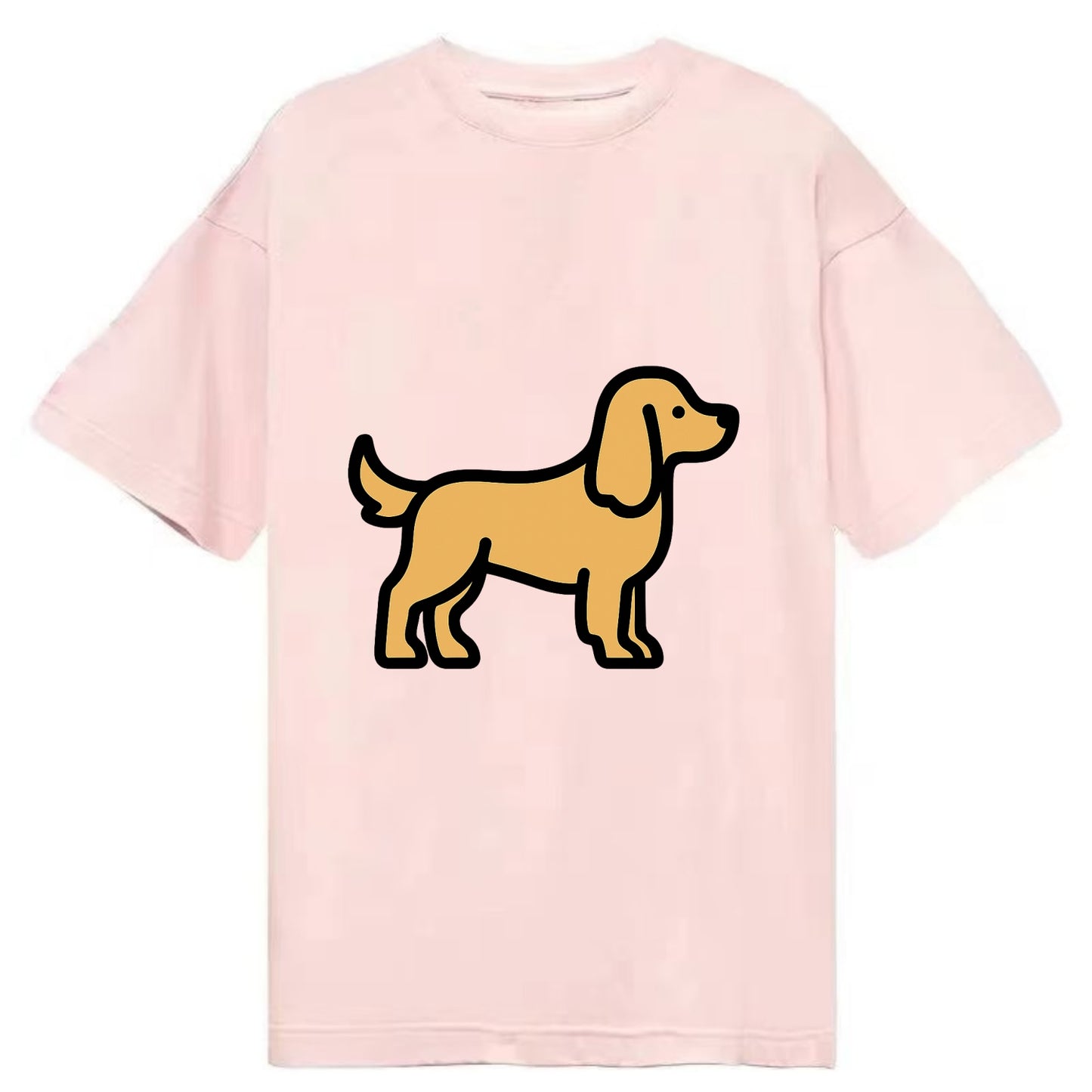 Cocker Spaniel - Golden colored flat side profile - Classic T-shirt - Pink