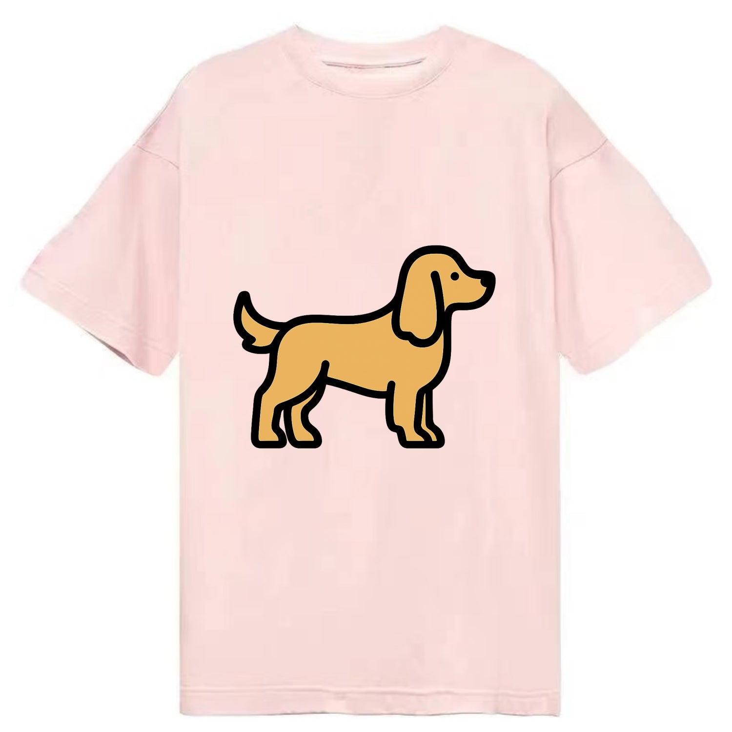 Cocker Spaniel - Golden colored flat side profile - Classic T-shirt - Pink