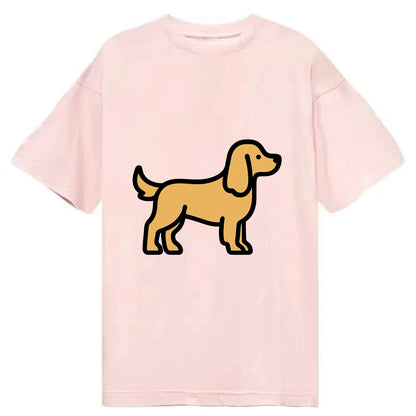 Cocker Spaniel - Golden colored flat side profile - Classic T-shirt - Pink