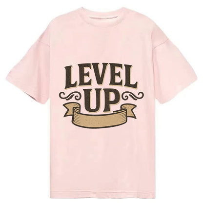 Bold typography design - "LEVEL UP" - improving, advancing, growing - Classic T-shirt - Pink