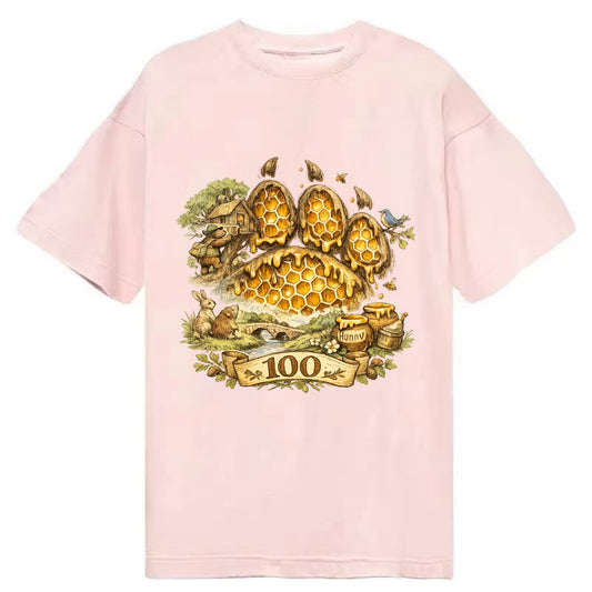 HONEY PAW | Bear paw print filled with honeycomb | Sticky evidence | Forest - Classic T-shirt - Pink