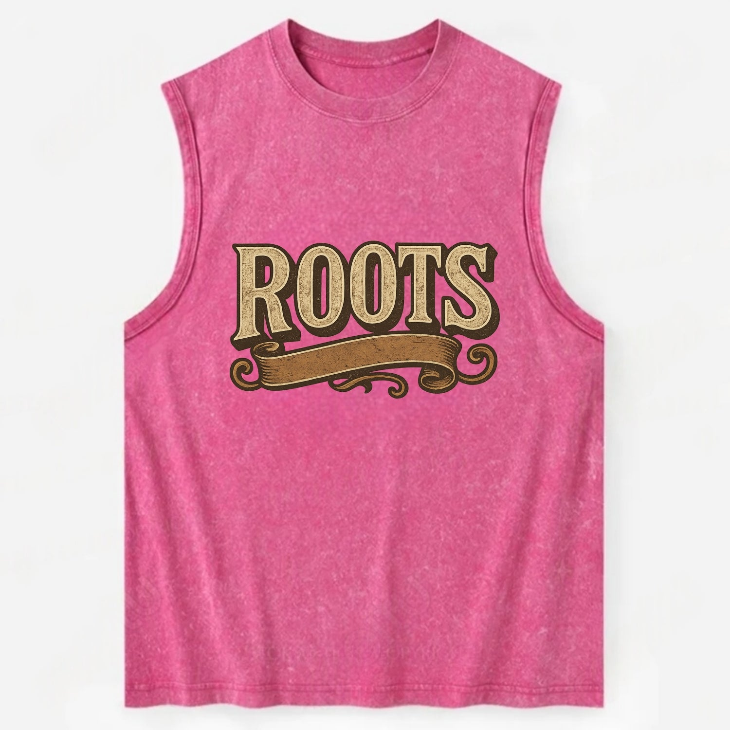 Bold typography design - "ROOTS" - where you come from, heritage - Vintage Washed Tank - Pink
