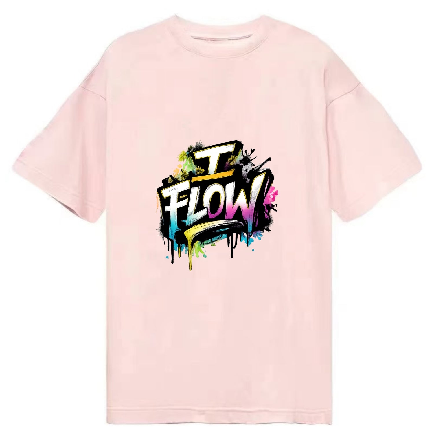 Bold typography design - "I FLOW" - going with life, easy movement - Classic T-shirt - Pink