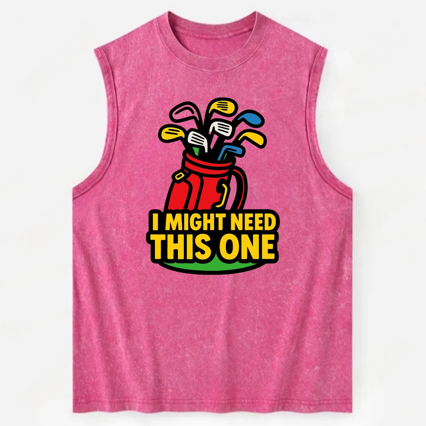 Golf bag overflowing with too many clubs - "I Might Need This One" - gear - Vintage Washed Tank - Pink
