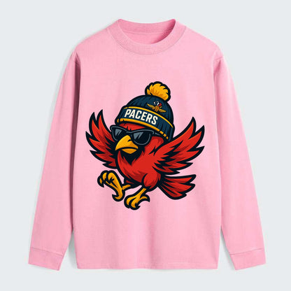 Indiana Cardinal wearing Pacers beanie with speedway patch and wayfarer - Classic Long Sleeve Shirt - Pink