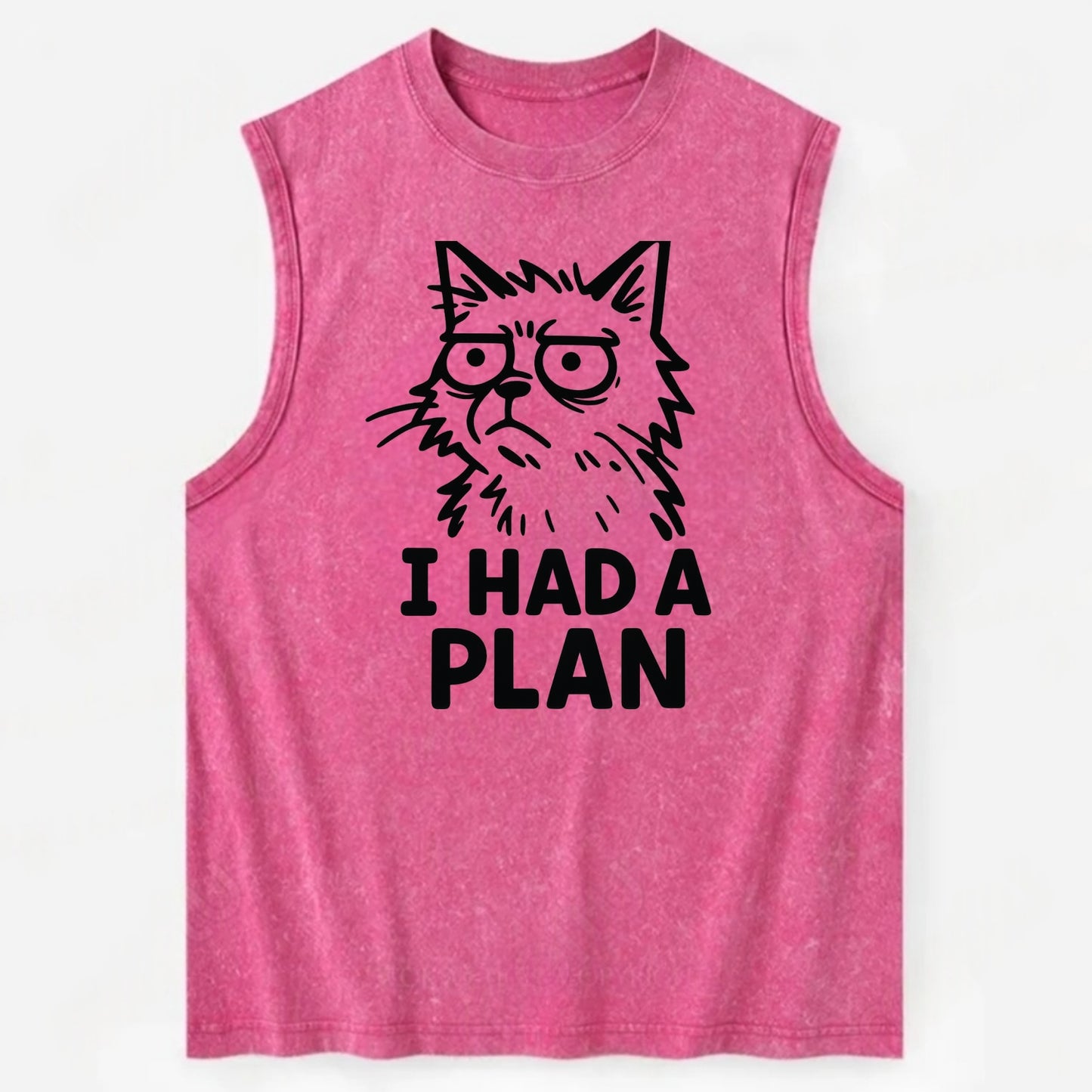 Existential Crisis Cat - Vintage Washed Tank - Pink