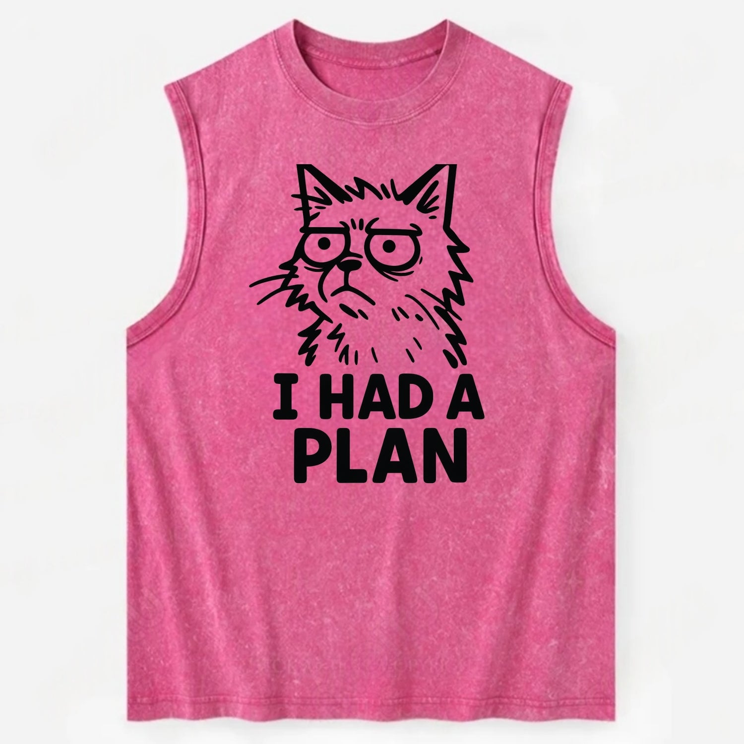 Existential Crisis Cat - Vintage Washed Tank - Pink