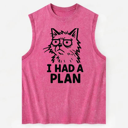 Existential Crisis Cat - Vintage Washed Tank - Pink