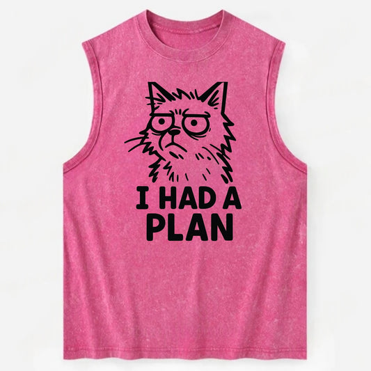 Existential Crisis Cat - Vintage Washed Tank - Pink