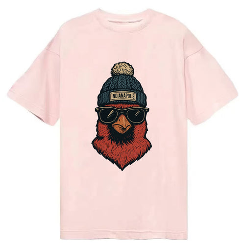 Indiana Cardinal wearing Indianapolis beanie with pom pom and wayfarer sunglasses - Classic T-shirt