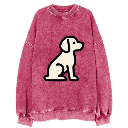 Beagle - Modern minimal sitting pose wit - Vintage Sweatshirt - Pink