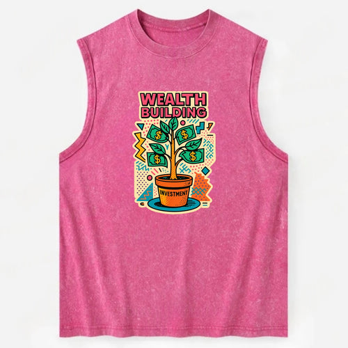 Money tree growing from investment pot - financial independence journey, - Vintage Washed Tank