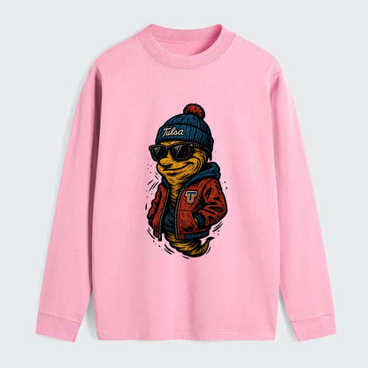 Tulsa Hurricane wearing Tulsa beanie with TU patch - Classic Long Sleeve Shirt - Pink