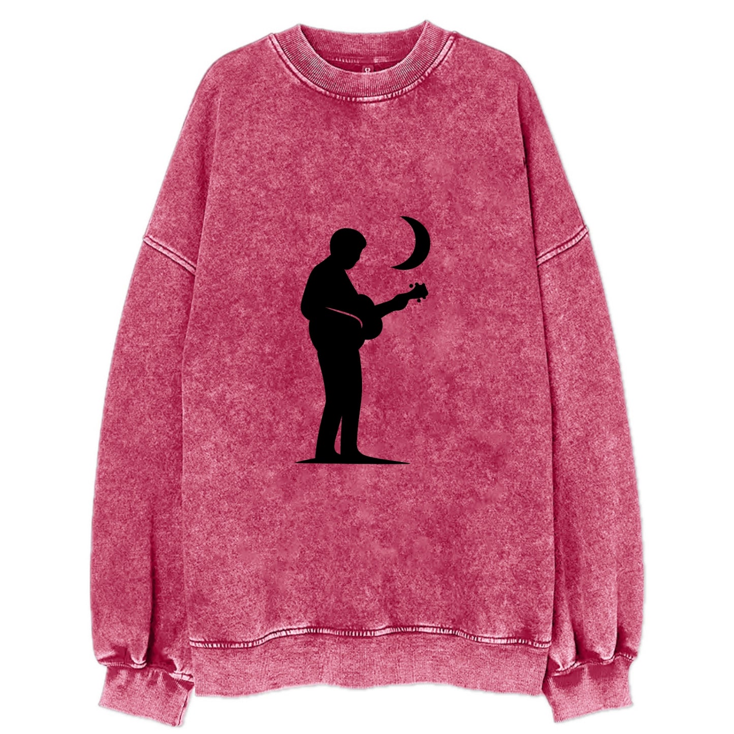 Guitarist playing acoustic under moonlight - Vintage Sweatshirt - Pink