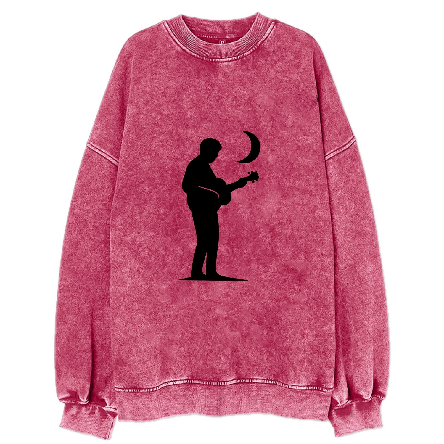 Guitarist playing acoustic under moonlight - Vintage Sweatshirt - Pink