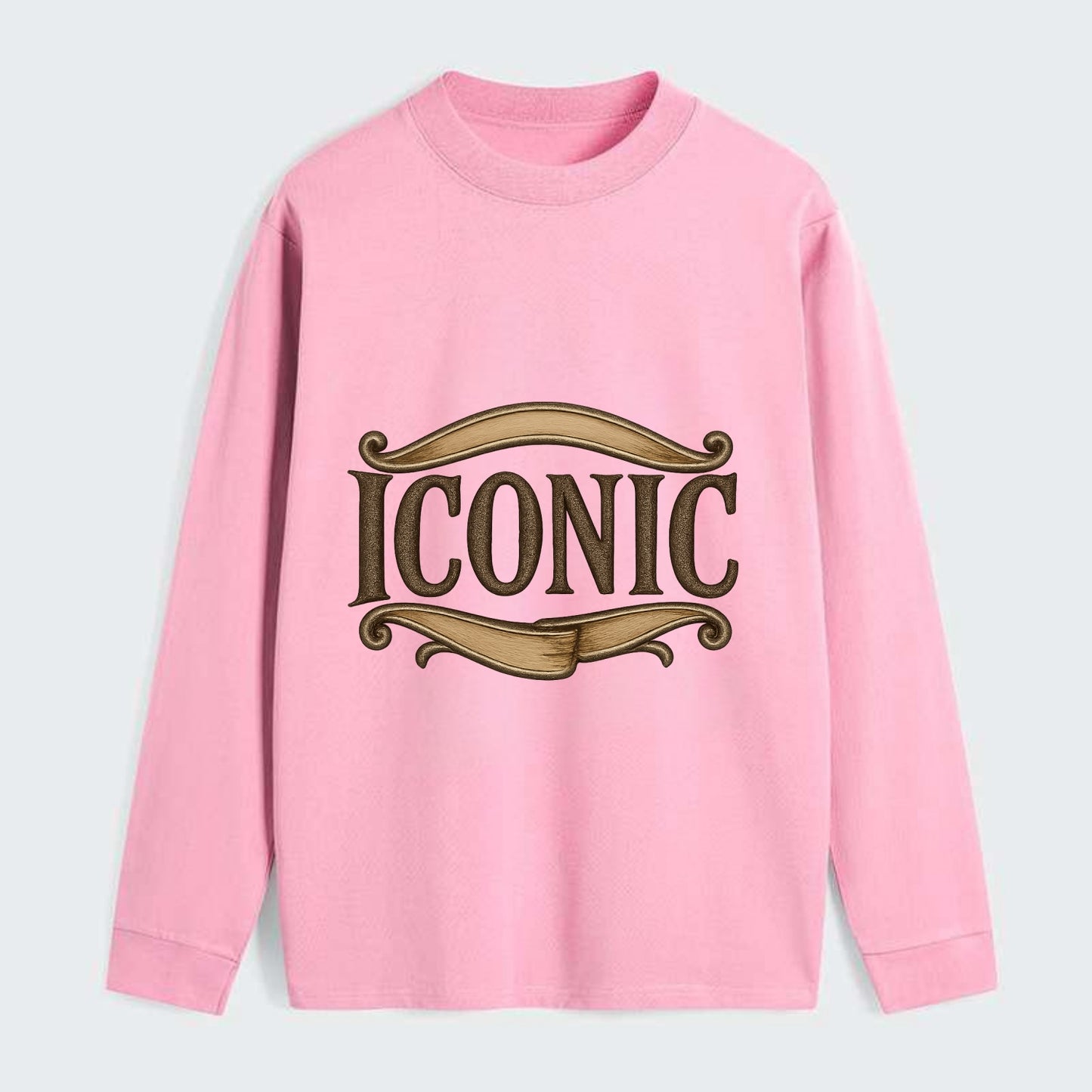 Bold typography design - "ICONIC" - instantly recognizable, trendsetter - Classic Long Sleeve Shirt - Pink