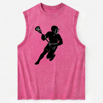 Lacrosse player cradling stick - Vintage Washed Tank - Pink