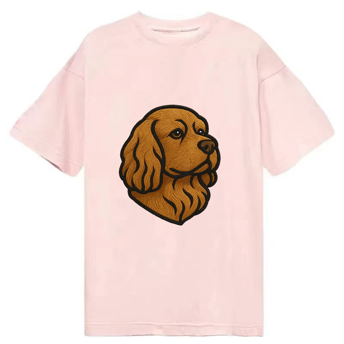 Sussex Spaniel - Golden liver embroidered low-set design - Classic T-shirt - Pink