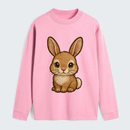 Baby Rabbit - long ears, fluffy white tail, pink nose, large brown - Classic Long Sleeve Shirt - Pink