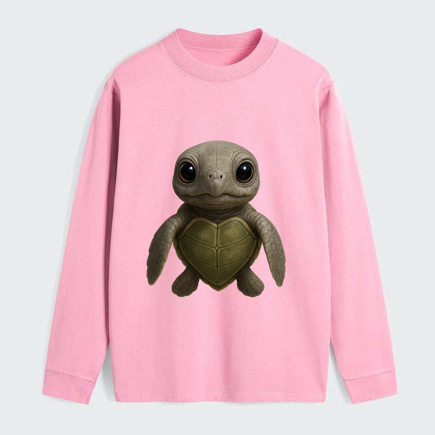 Baby Olive Ridley Turtle - olive green shell, heart-shaped carapace, - Classic Long Sleeve Shirt - Pink