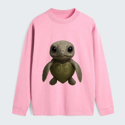 Baby Olive Ridley Turtle - olive green shell, heart-shaped carapace, - Classic Long Sleeve Shirt - Pink