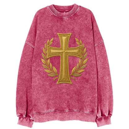 Victory Cross  - Vintage Sweatshirt - Pink