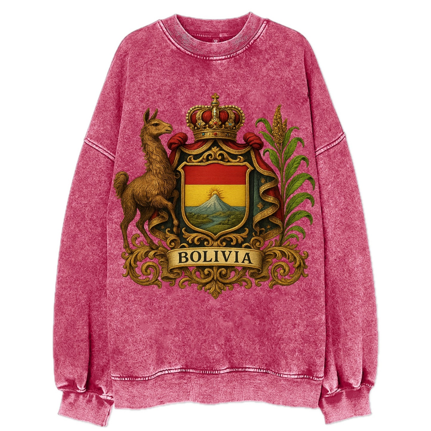 Bolivia Royal Logo  - Vintage Sweatshirt - Pink
