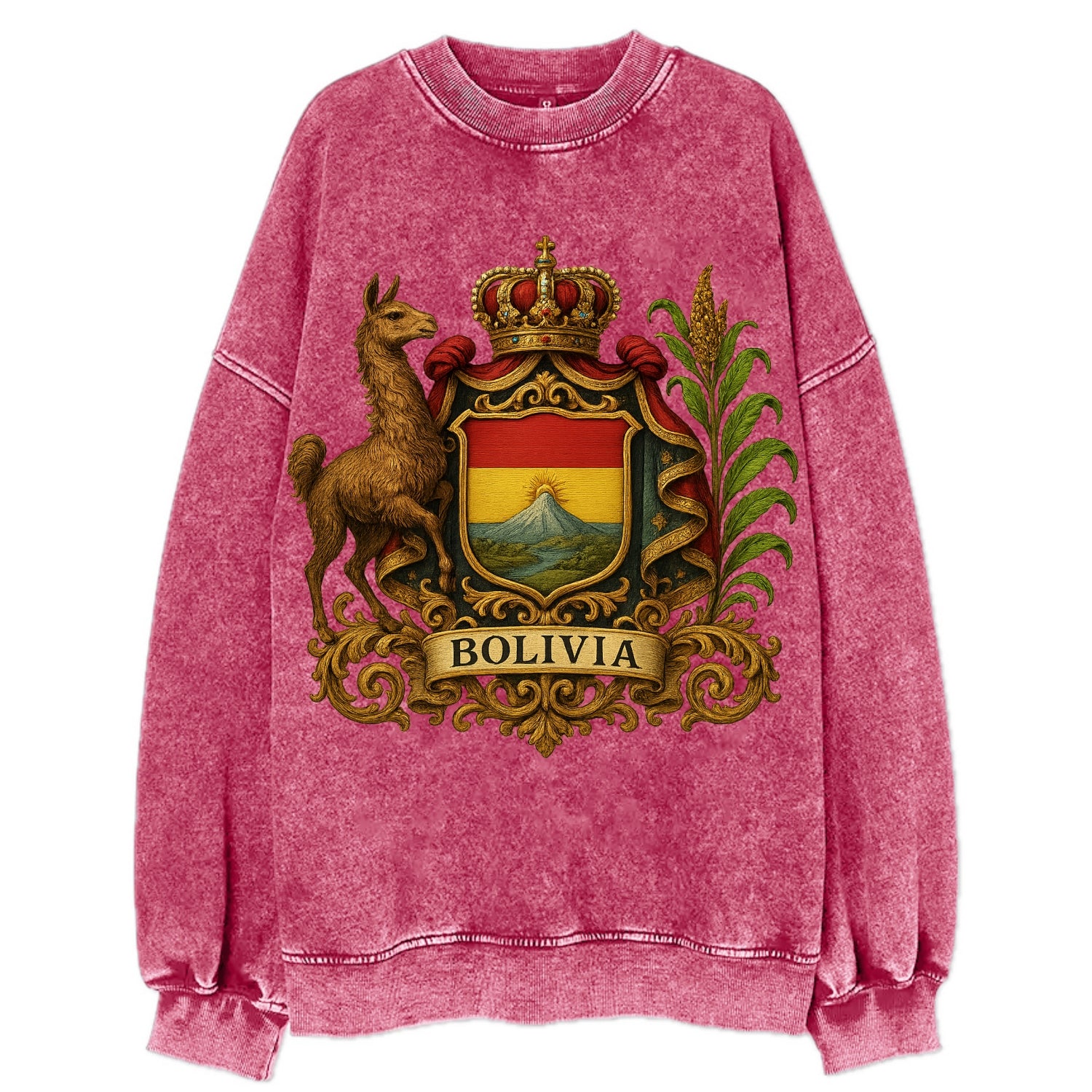 Bolivia Royal Logo  - Vintage Sweatshirt - Pink