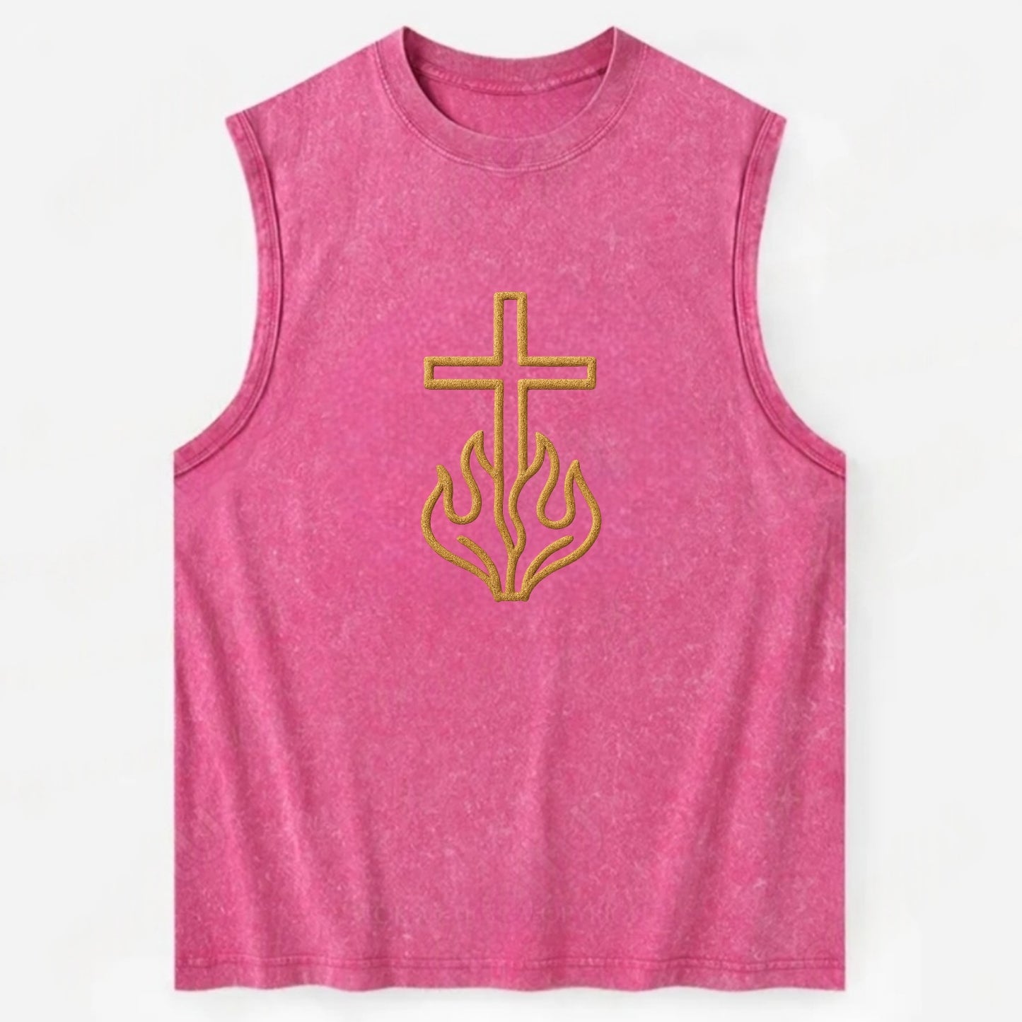 Burning Bush Cross  - Vintage Washed Tank - Pink