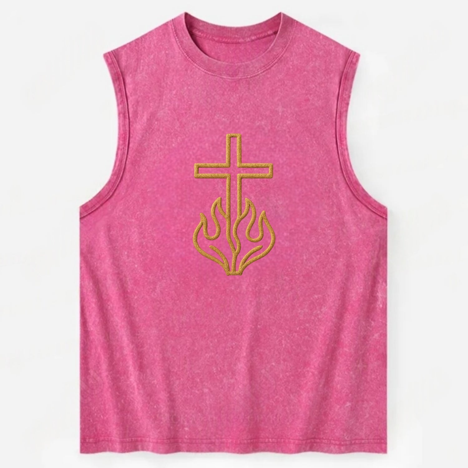 Burning Bush Cross  - Vintage Washed Tank - Pink