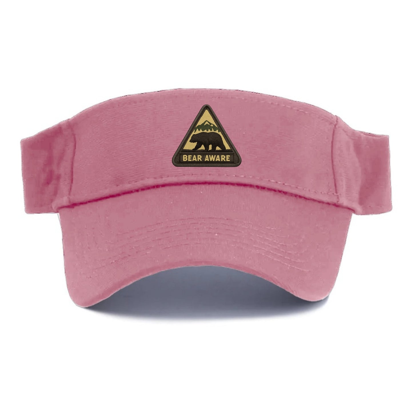 BEAR AWARE - bear silhouette warning in brown and yellow , wilderness safety - Visor - Pink