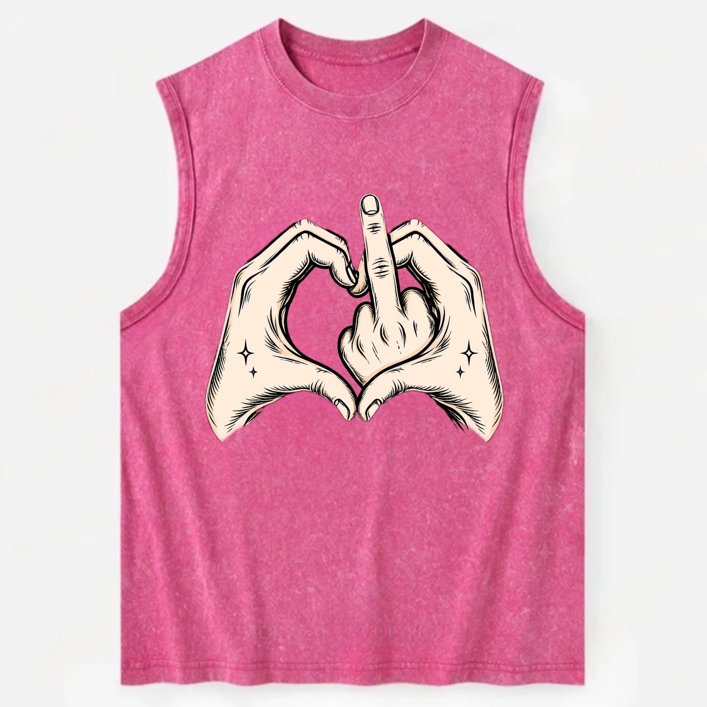 Love You Symbol - Vintage Washed Tank - Pink
