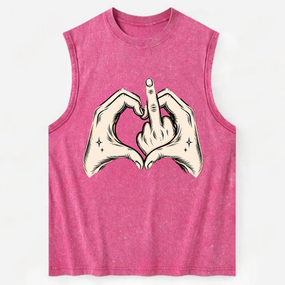 Love You Symbol - Vintage Washed Tank - Pink